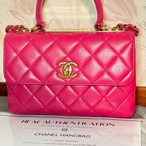 Chanel Pink Quilted Leather TRENDY BAG Medium Great Preloved Condition
